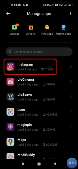 Give Necessary Permissions to Fix Instagram Keeps Crashing After a Few Seconds