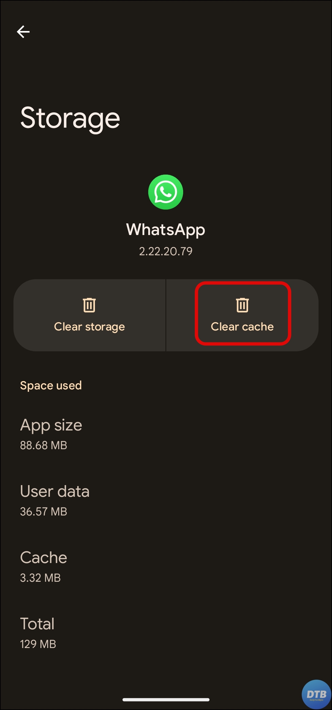 Clear WhatsApp Cache Data
