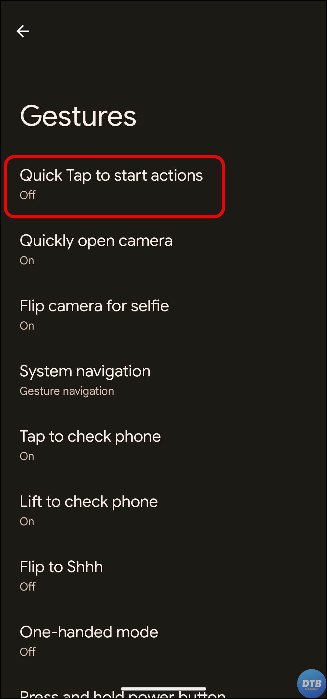Pixel Phone Quick Tap Feature
