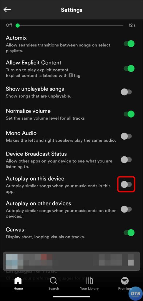 Turn ON the AutoPlay Feature to Fix Spotify Autoplay Not Working on Phone
