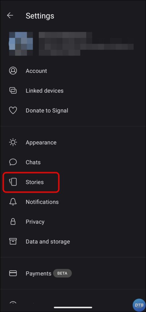 Hide Signal Story From Signal App's Settings