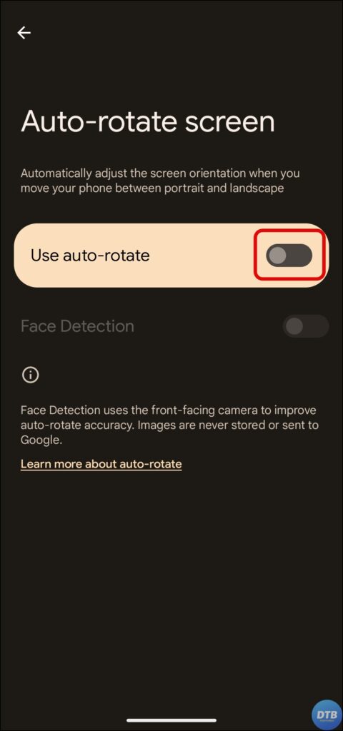 Turn ON Face Detection for Auto-Rotation