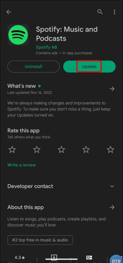 Update the Spotify App to Fix Spotify Wrapped 2022 Not Showing