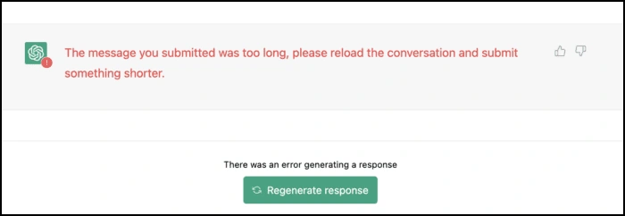 How to Fix "The Message You Submitted Was Too Long, Please Reload The Conversation And Submit Something Shorter" on ChatGPT?